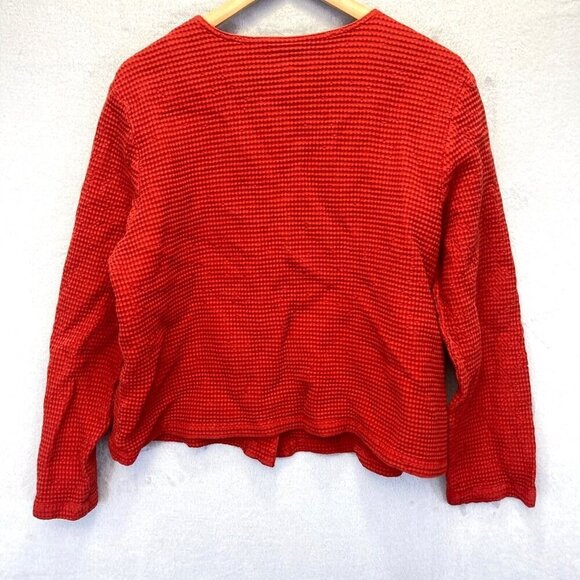 Vintage Nannette Keller Cardigan Womens Large Burnt Red Button Up Lagenlook USA - Picture 2 of 15